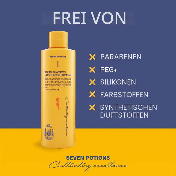 Seven Potions Bart-Shampoo für Männer - Sanfte, reinigende Bartreinigung für einen sauberen Bart ohn