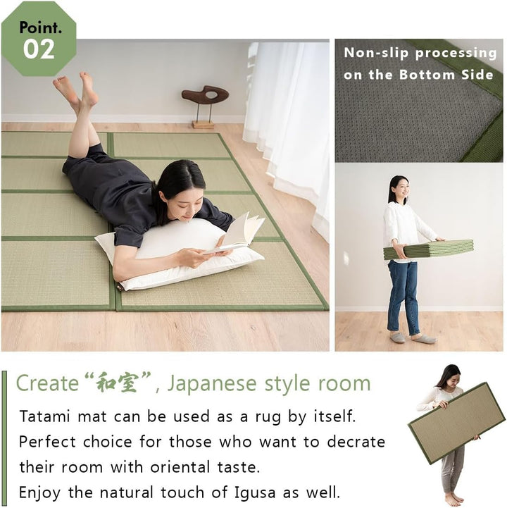 EMOOR Japanische Futon Matratze CLASSE 160 x 200 cm und Faltbare Tatami Matte (Igusa Matratze) Set,