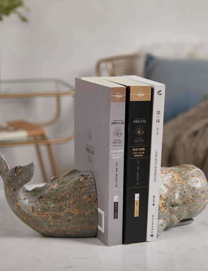 HAUCOZE Delphin Buchstützen Modern Skulpturen Arts Ozean Dekor Geschenk Polyresin 24cm