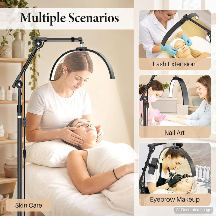 LED Halbmond Wimpern Lampe: 21in Faltbar Wimpernverlängerung Lampe mit 3 Dimmbaren Farben &amp; Drehbar