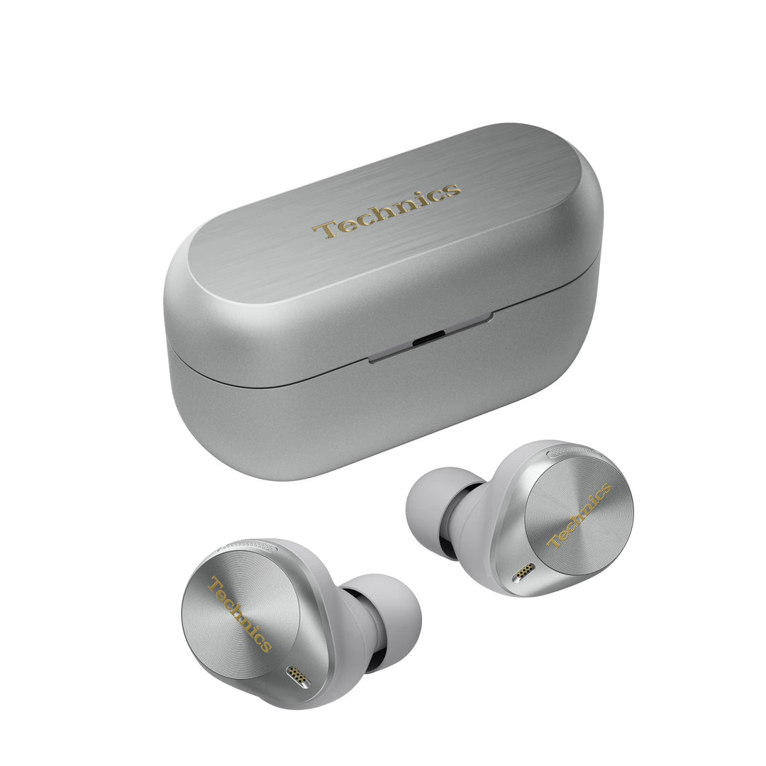 Technics EAH-AZ80E-S kabellose Ohrhörer mit Noise Cancelling, Multipoint Bluetooth 3 Geräte, bequeme