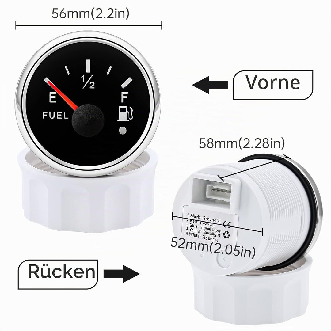 Kraftstoffanzeige, Kraftstoffstandsanzeige 52 mm 0-190ohms mit 7-Farben Hintergrundbeleuchtung Unive