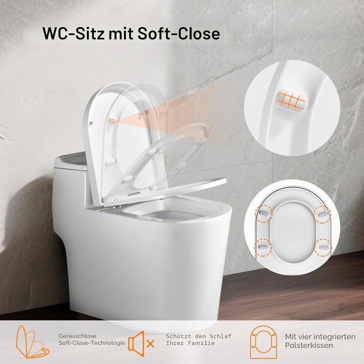 GRIFEMA WC Sitz mit Absenkautomatik-D Toilettendeckel Einfache Montage und Sauber, Klodeckel Quick-R