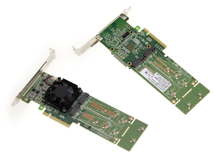 KALEA-INFORMATIQUE M2 PCIe 3.0 x8 Controller-Karte für 4 M.2 NVMe M Key SSDs. Chipsatz PLX PEX 8747.