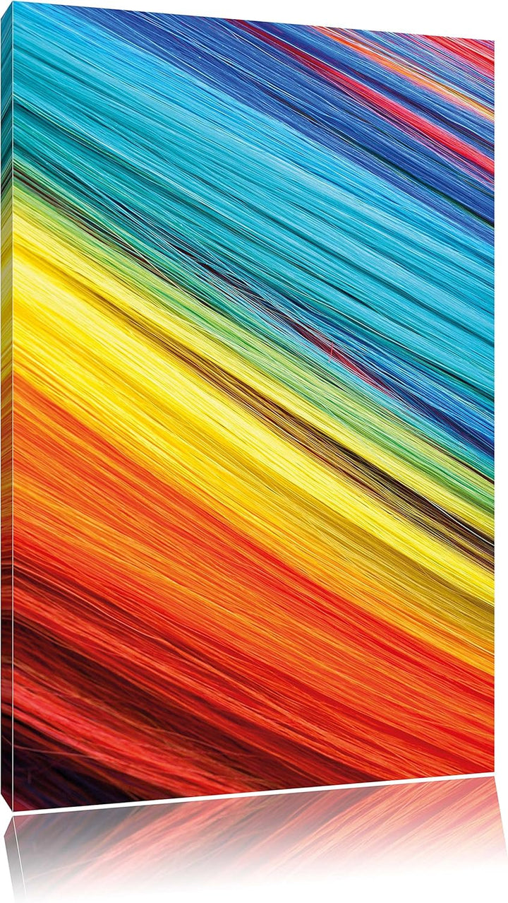 Pixxprint Bunte Streifen, Format: 100x70 auf Leinwand, XXL riesige Bilder fertig gerahmt mit Keilrah