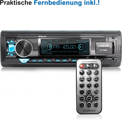 XOMAX XM-R281 Autoradio mit RDS, FM, Bluetooth Freisprecheinrichtung, USB, SD, MP3, ID3, AUX-IN, USB