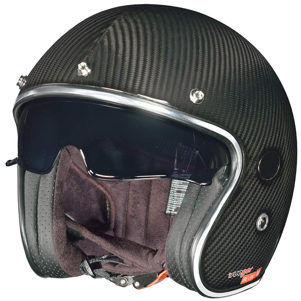 rueger-helmets Carbon Jethelm Integralhelm Motorradhelm Chopper Café Racer Sonnenvisier Bobber RC-59