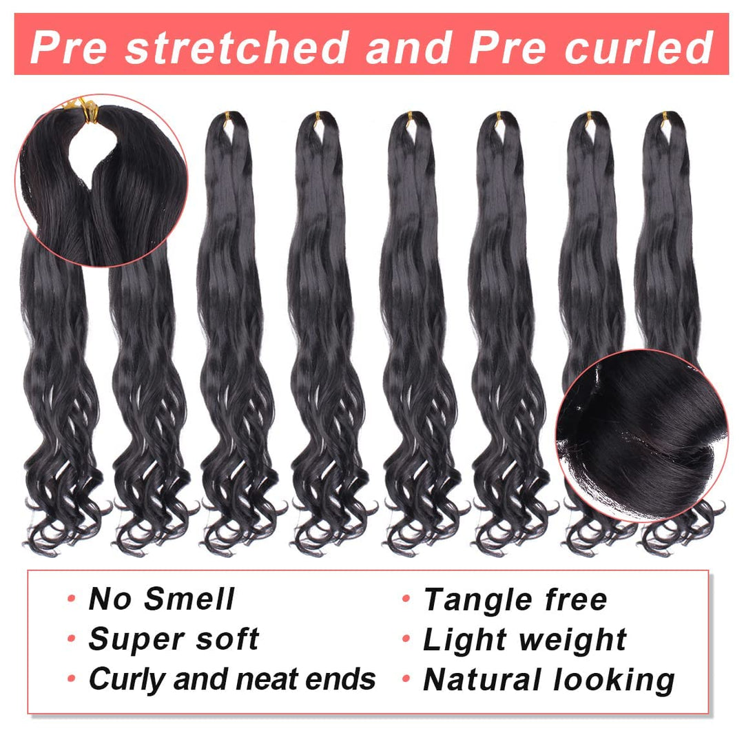 Xtrend Pre Stretched French Curly Braiding Hair 26 Inch 8 Packs Bouncy Loose Wave Braiding Hair Hot