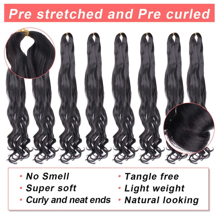 Xtrend Pre Stretched French Curly Braiding Hair 26 Inch 8 Packs Bouncy Loose Wave Braiding Hair Hot