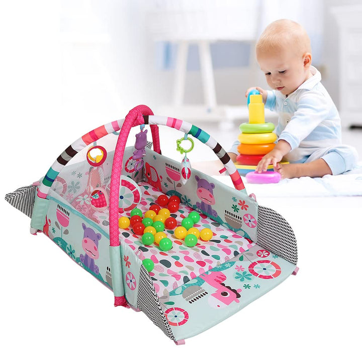 4-in-1 Baby Spieldecke Laufstall, Spielbogen, Bällebad Spielmatte mit Spielbogen Abnehmbarem,Neugebo