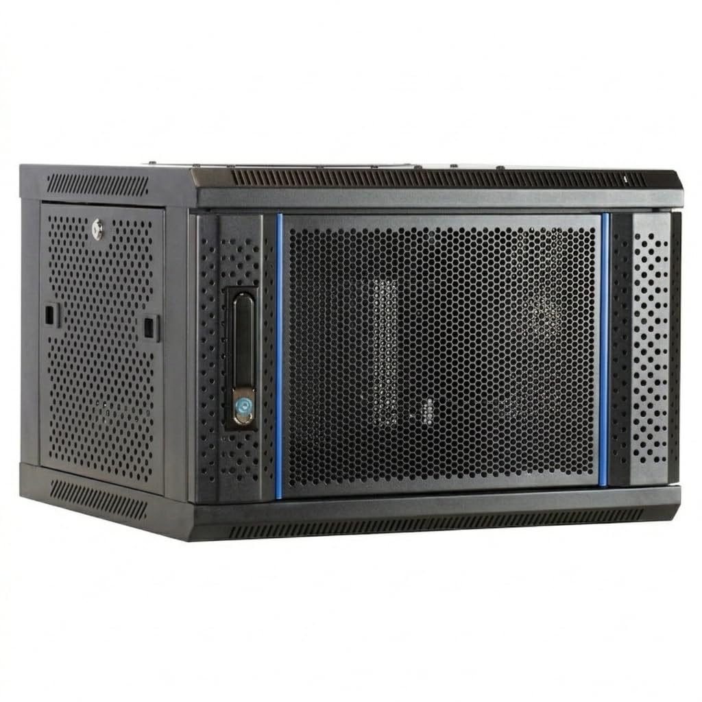 DSIT 6HE Netzwerkschrank (Serverschrank) 19 Zoll Wandmontage - mit perforierter Fronttür (BxTxH) 600