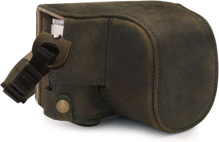 MegaGear MG1698 Ever Ready Kameratasche aus echtem Leder, kompatibel mit Leica D-Lux 7, Khaki Green