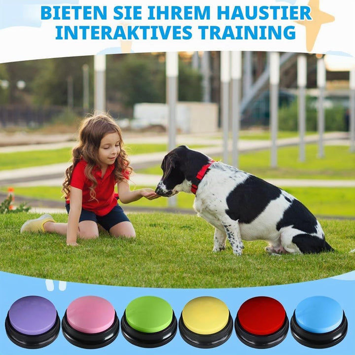 Buzzer mit Aufnahmefunktion, 6 Stück Haustier Talking Training Antwort Buzzer, Haustier Ausbildung T