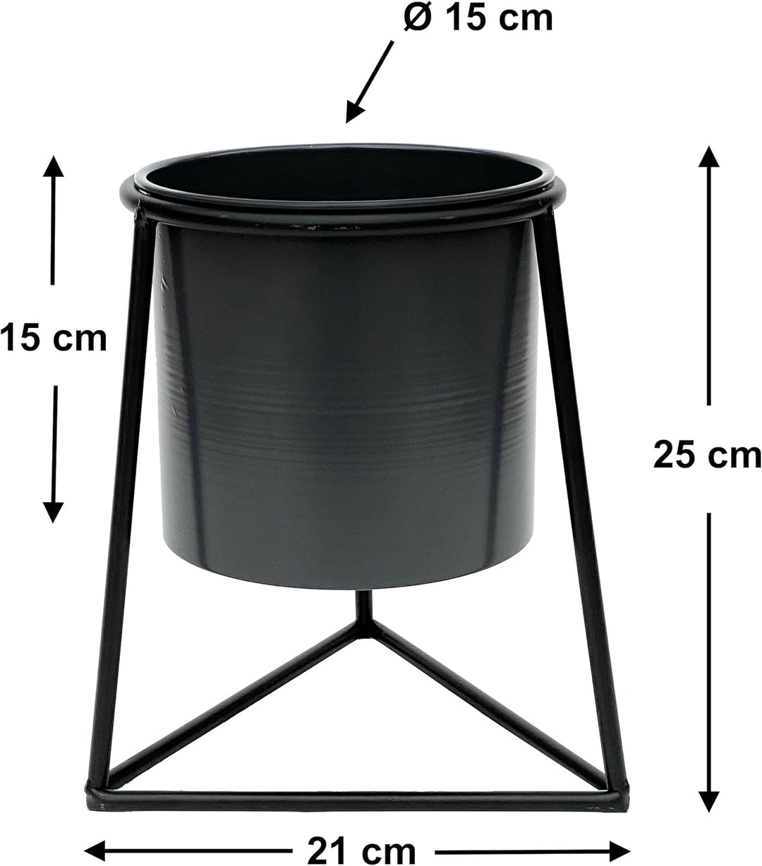 DanDiBo Blumenhocker mit Topf Metall Schwarz S 25 cm Blumenständer 96052 Blumensäule Modern Pflanzen