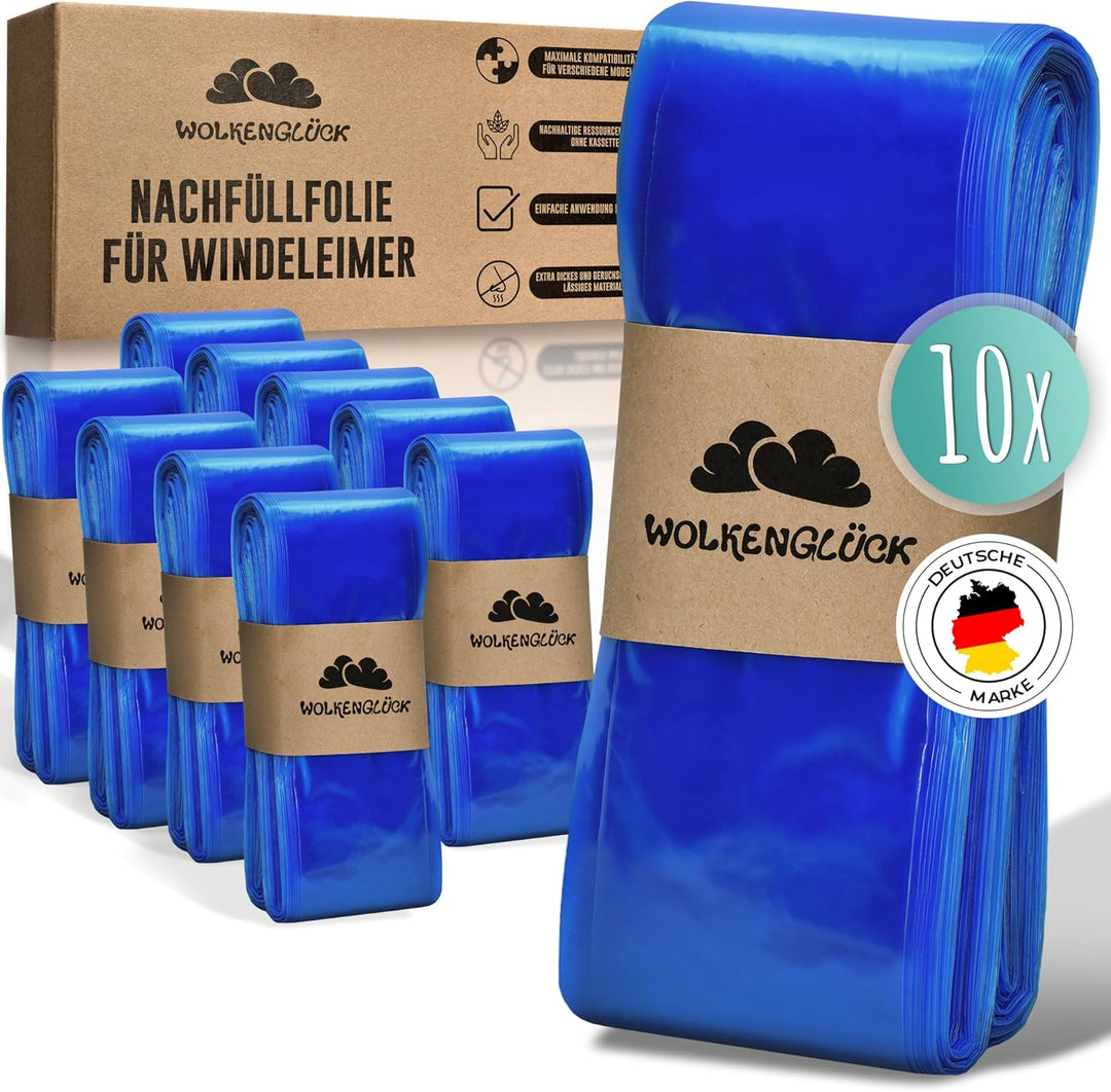 Windeleimer Nachfüllfolie [10er-Set in XXL-Länge] - kompatibel mit Windeleimer Nachfüllkassetten von
