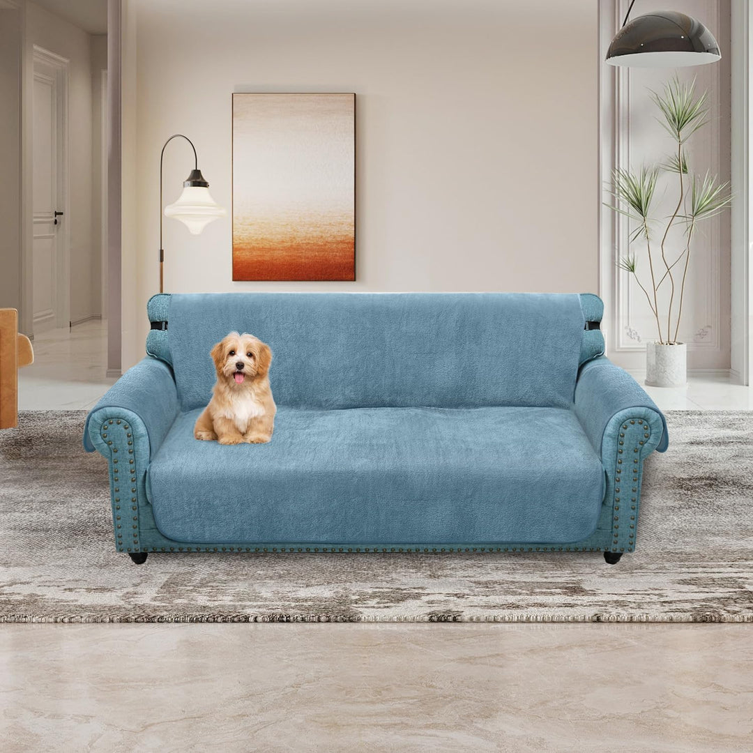 Granbest Super Thick Samt Sofabezug 3 Sitzer Anti-Rutsch Durable Couchbezug mit Elastischem Riemen 4