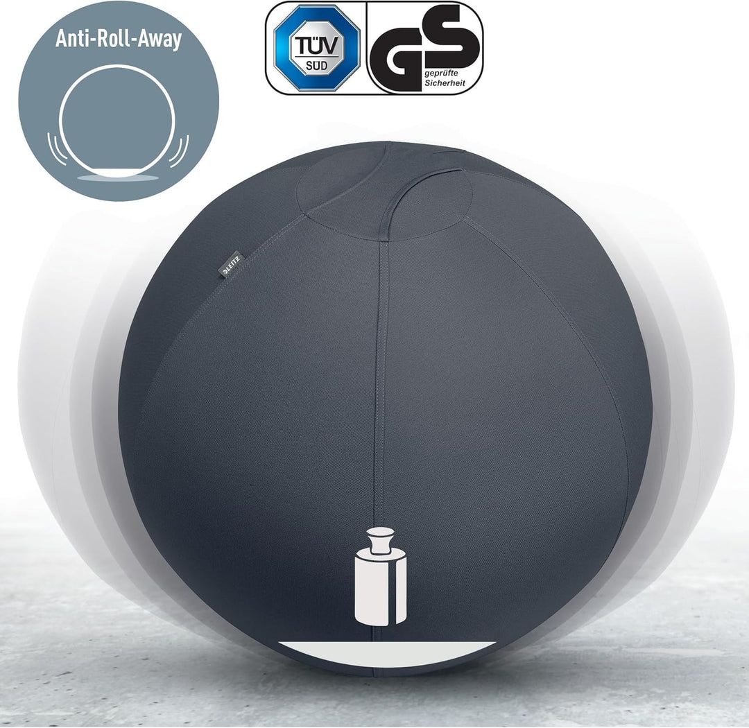Leitz Ergo Active Sitzball mit Anti-Wegroll-Funktion, Ergonomische Alternative zum Bürostuhl, Gymnas