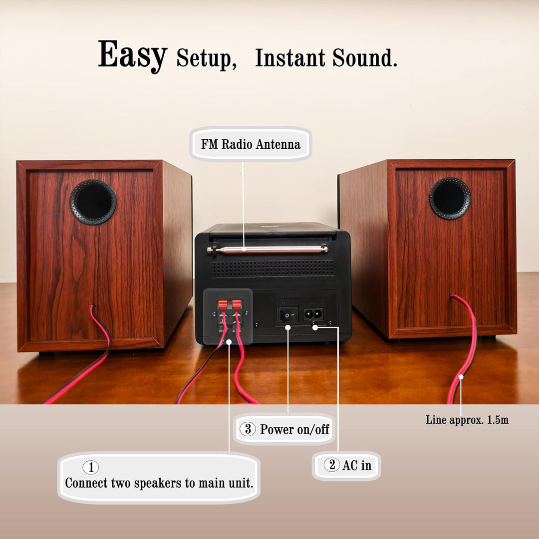 Bluetooth Stereoanlage 40W für Zuhause, CD-Player mit Wireless Streaming, USB MP3 Wiedergabe, FM Rad