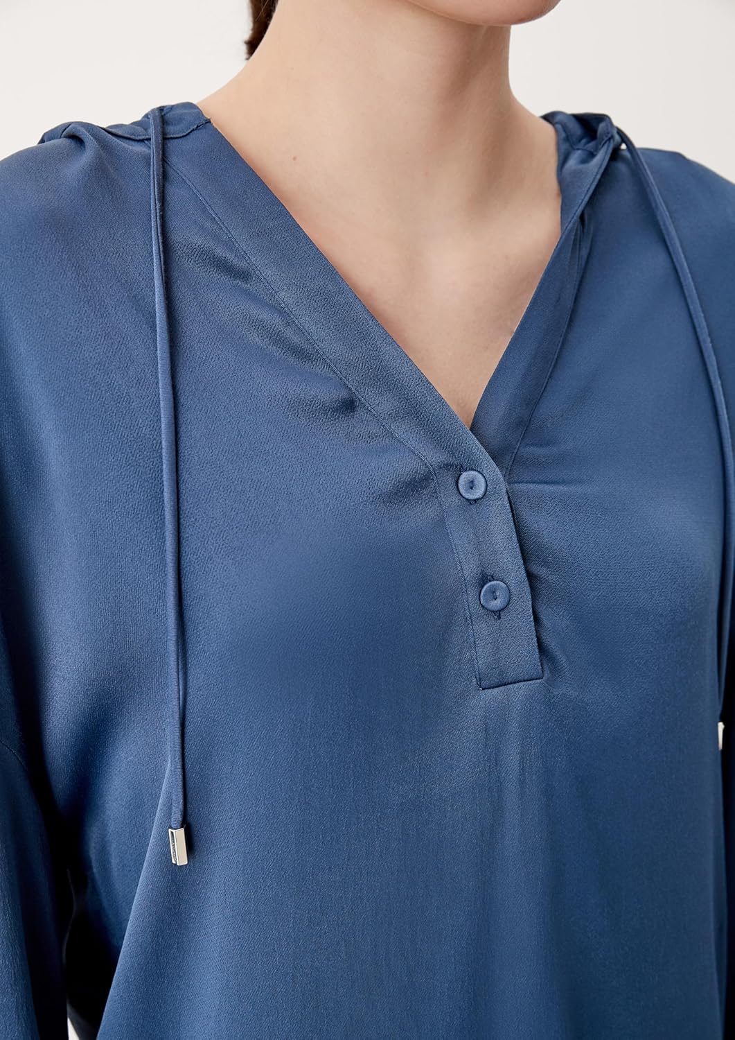 s.Oliver BLACK LABEL Kapuzenbluse aus Satin 38 Dark Blue, 38 Dark Blue