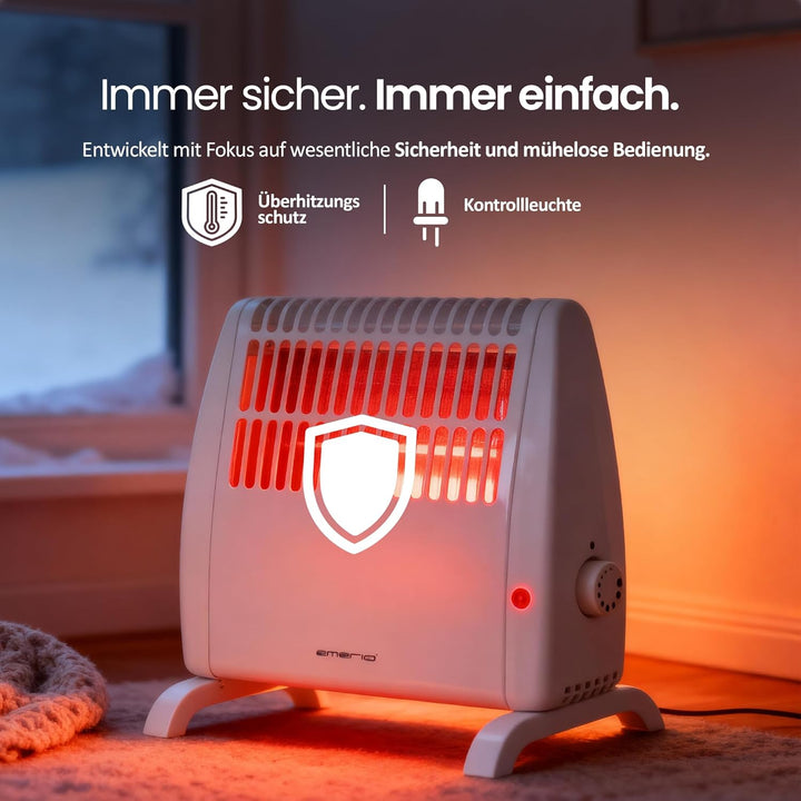 EMERIO Frostwächter | 500W Heizleistung | elektrische Heizung | Halt Räume frostfrei | regelbarer Th