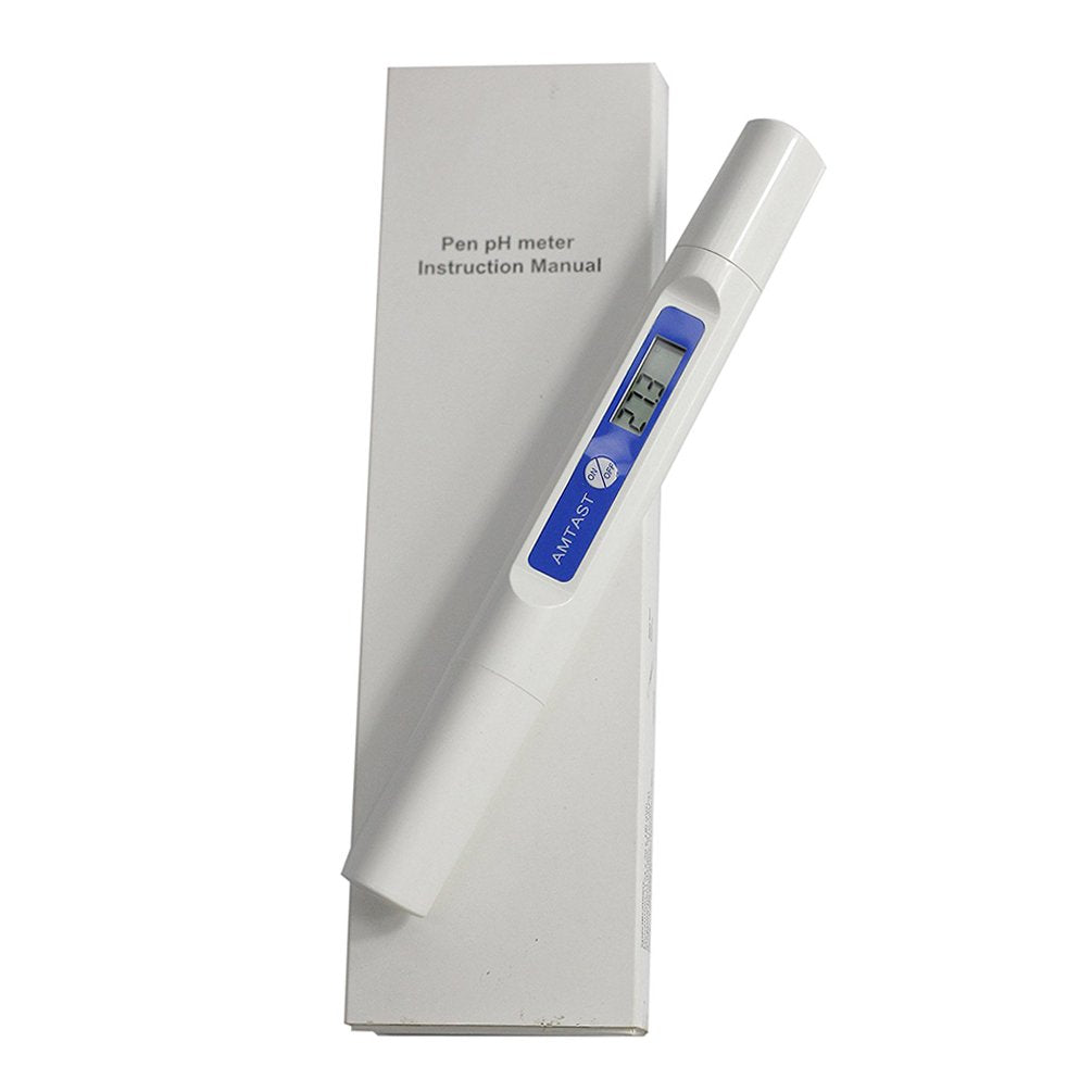 AMTAST Tragbarer Stift-pH-Meter für Oberflächen-Flachstift-pH-Tester mit Temperaturanzeige, keine Ka