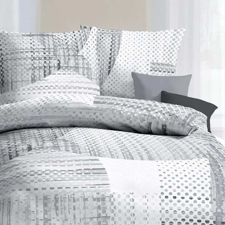 Kaeppel Mako-Satin Bettwäsche Supreme Silber, 1 Bettbezug 155 x 220 cm + 1 Kissenbezug 80 x 80 cm Si