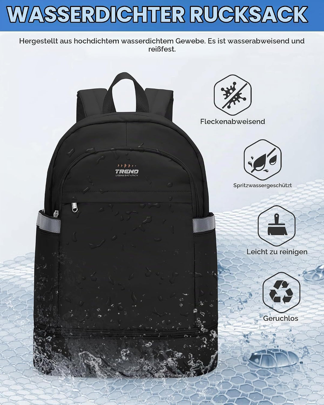 SZLX Sportrucksack für Frauen mit Schuhfach und Nasstasche Faltbarer Handgepäckrucksack Grosser Reis