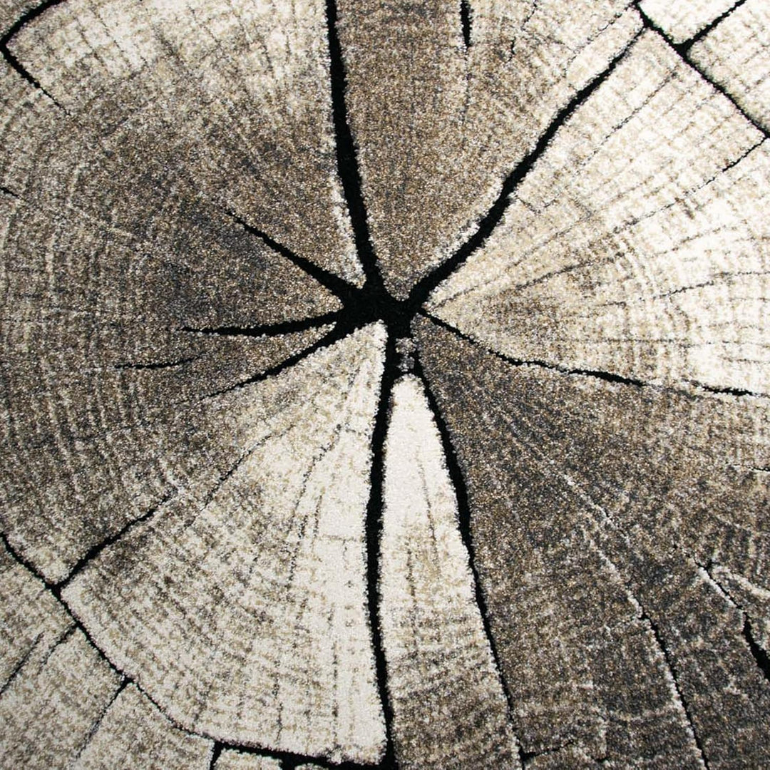 Teppich-Traum Teppich Wohnzimmer Esszimmer Teppich Holzoptik Baumring Design weich strapazierfähig B