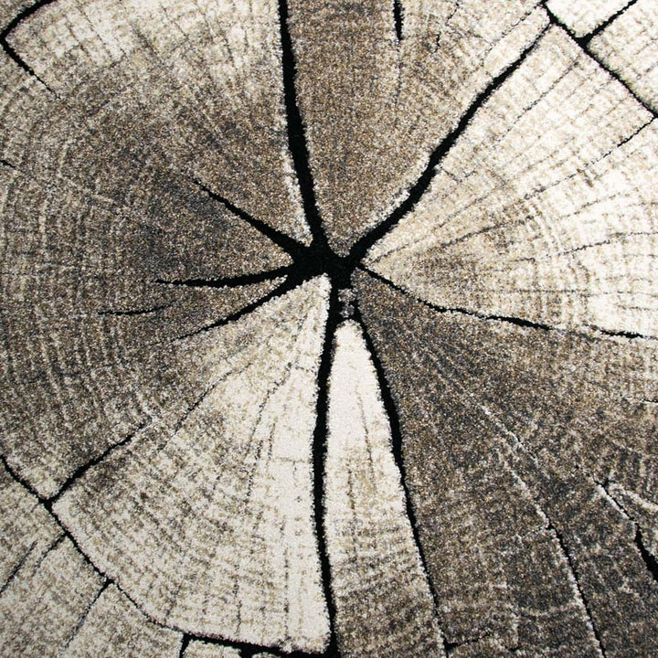 Teppich-Traum Teppich Wohnzimmer Esszimmer Teppich Holzoptik Baumring Design weich strapazierfähig B