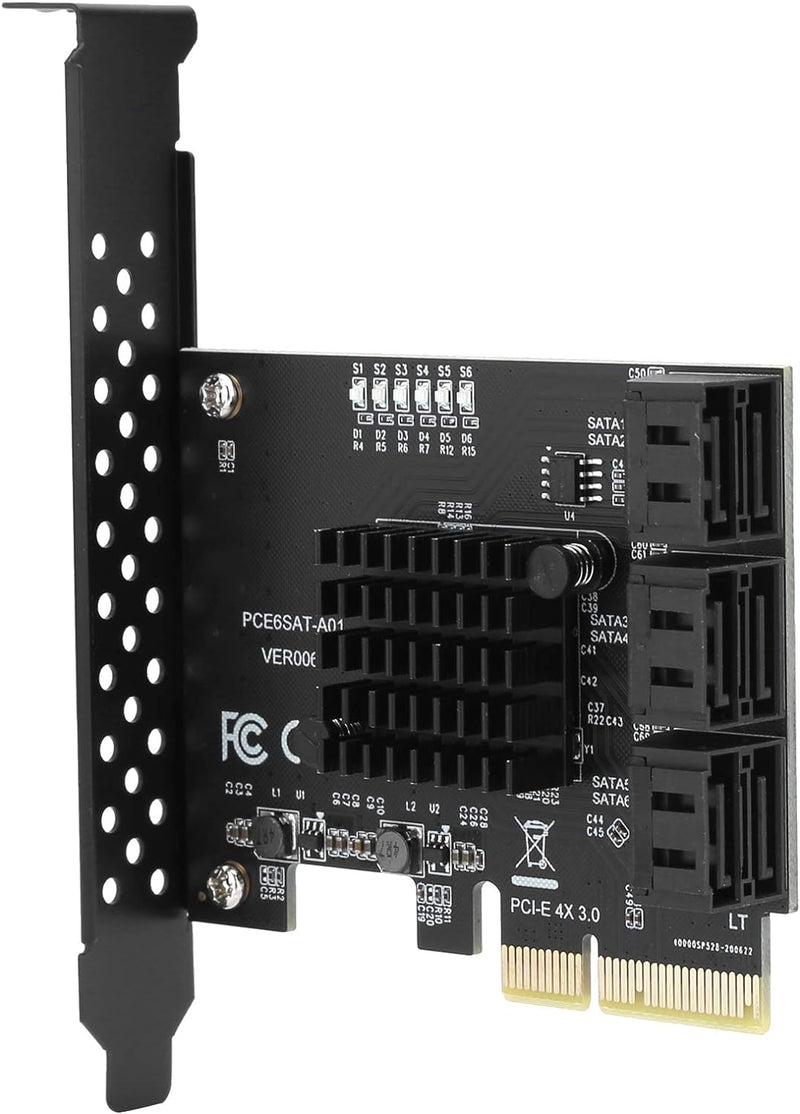 Tbest Asm1166 6-Port, PCIe-Sata-Erweiterungskarte, Interne Komponenten, Erweiterungskarte PCIe auf 6