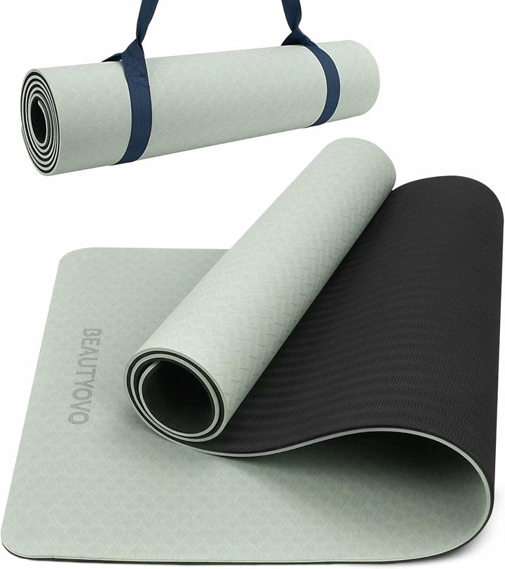 Yogamatte Rutschfest mit Tragegurt, 6| 8mm Dicke Yoga Matte, Pro Sportmatte Fitnessmatte Rutschfest,