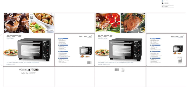 EMERIO Mini Backofen | 10 Liter | 800 Watt | inkl. Backblech und Grillrost | Toaster-Ofen | wählbar