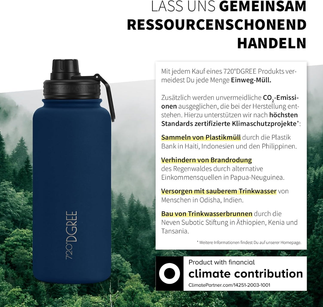 720°DGREE Edelstahl Thermo Trinkflasche 950ml “noLimit” +Früchtebehälter - Auslaufsicher, Kohlensäur