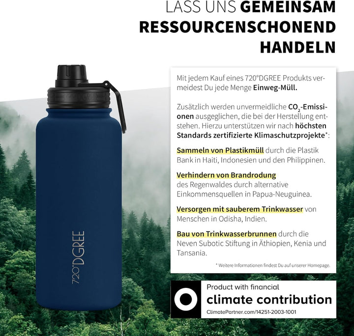 720°DGREE Edelstahl Thermo Trinkflasche 950ml “noLimit” +Früchtebehälter - Auslaufsicher, Kohlensäur