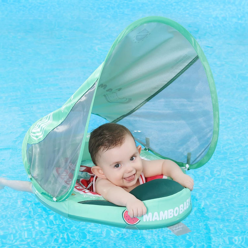 HECCEI Schwimmreifen Baby, Neueste Mambobaby Schwimmring mit Sonnendach Schwanz Weich und Hautfreund