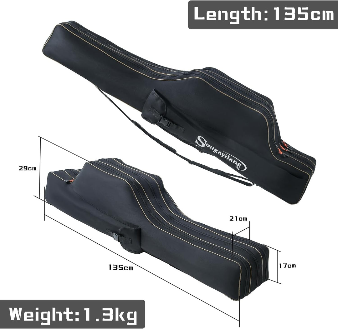 Sougayilang Angelruten-Tasche - 3-lagige Faltbare und tragbare Angelruten-Tasche für grosse Kapazitä