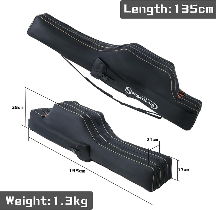 Sougayilang Angelruten-Tasche - 3-lagige Faltbare und tragbare Angelruten-Tasche für grosse Kapazitä