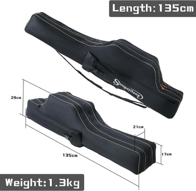 Sougayilang Angelruten-Tasche - 3-lagige Faltbare und tragbare Angelruten-Tasche für grosse Kapazitä