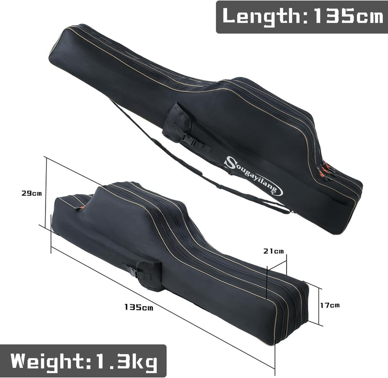 Sougayilang Angelruten-Tasche - 3-lagige Faltbare und tragbare Angelruten-Tasche für grosse Kapazitä