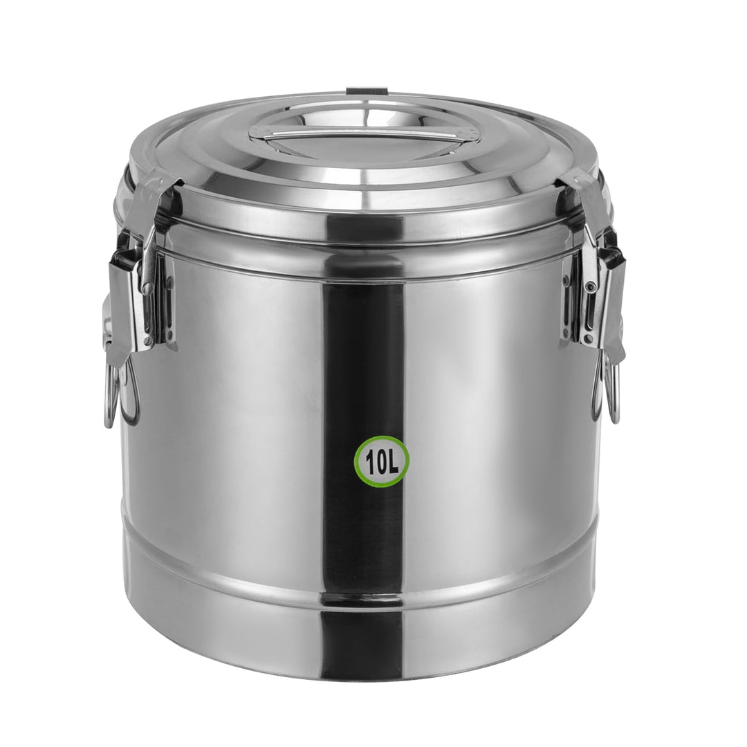 Thermobehälter Edelstahl 10L, Thermo Speisebehälter Warmer Suppentopf Transport Warmhaltebehälter, f