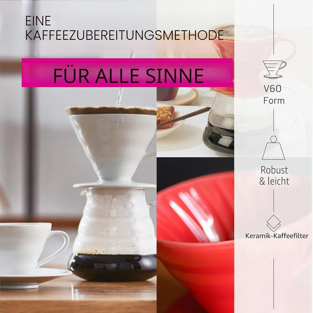 HARIO VDCR-01R V60 Transparenter Kaffee-Tropfer 01 Keramik Rot Kaffee-Tropfer für 1-2 Tassen Rot/Aus
