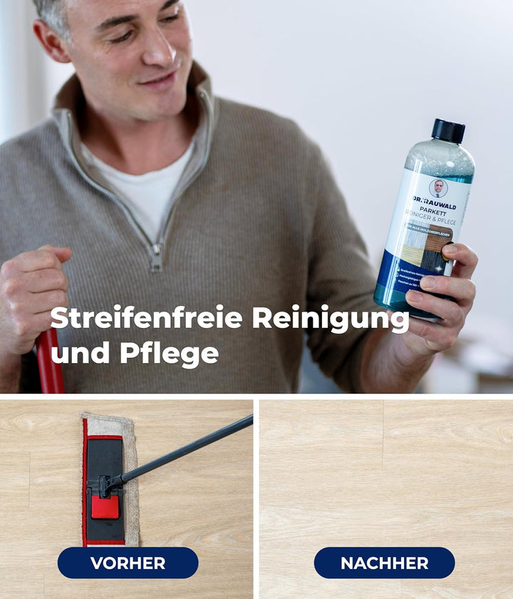 Dr. Rauwald Parkettreiniger & Wischpflege [750ml] – 2-in-1 für Erstpflege & Unterhaltsreinigung – Fü