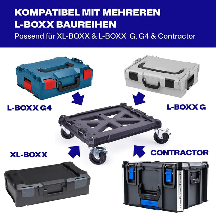L-BOXX Roller Transportwagen für Werkzeugkoffer bis 200kg mit Bremse, mobil | für L-BOXX G und G4, X