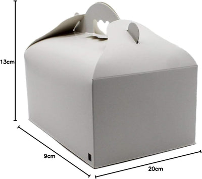 BAMI 25 Stück Konditorei Box Gebäckkarton Kuchenbox, M- 200x130x90mm Tortenbox, aus Pappe mit Griff,