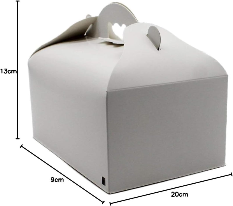 BAMI 25 Stück Konditorei Box Gebäckkarton Kuchenbox, M- 200x130x90mm Tortenbox, aus Pappe mit Griff,