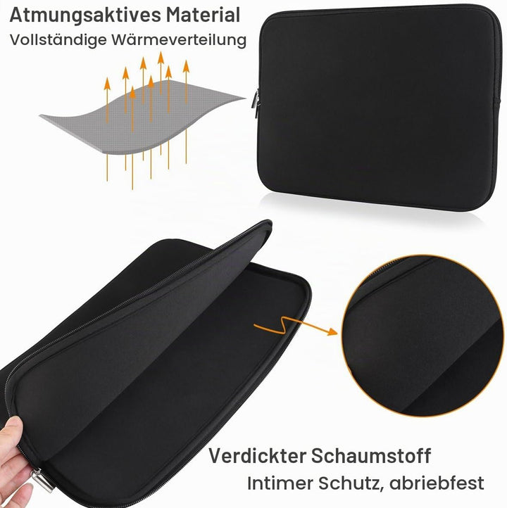 Laptop Hülle Tasche für 13 Zoll Macbook Air Pro Retina (Schwarz Neopren Wasserdicht)