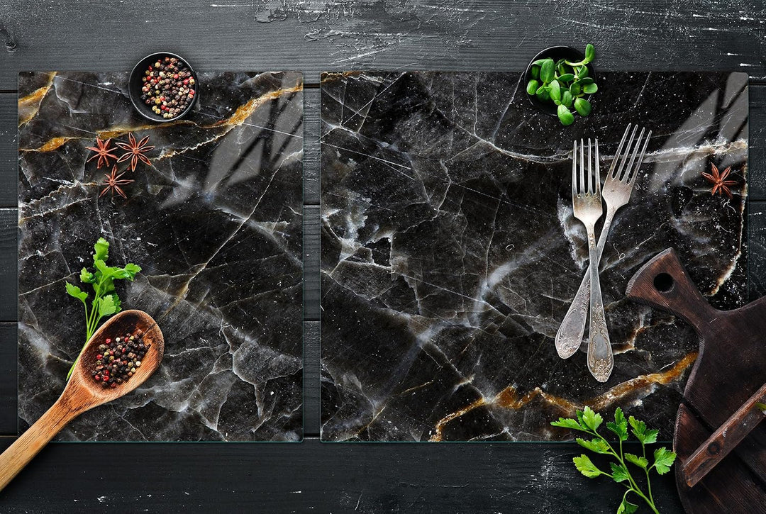 TMK ArtDeko Herdabdeckplatte 2 Teilig 40x52 + 60x52 cm - Spritzschutz Herdabdeckung – Herdschutz aus