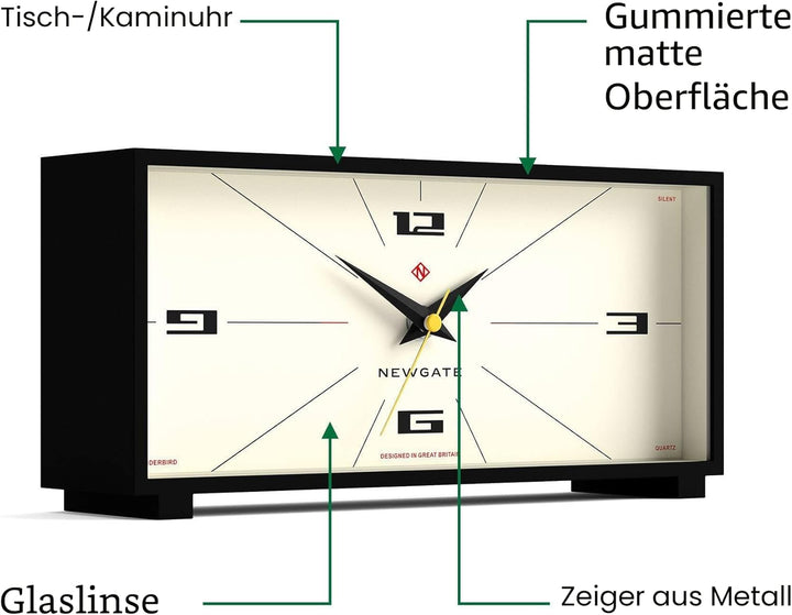 NEWGATE Thunderbird Kaminuhr mit geräuschlosem Sweep – kein Ticken – Moderne Kaminuhr aus der Mitte
