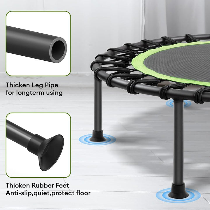 ONETWOFIT 114cm Trampolin lndoor,Rückprall Trampolin für Erwachsene, Leises Mini Trampolin für das O