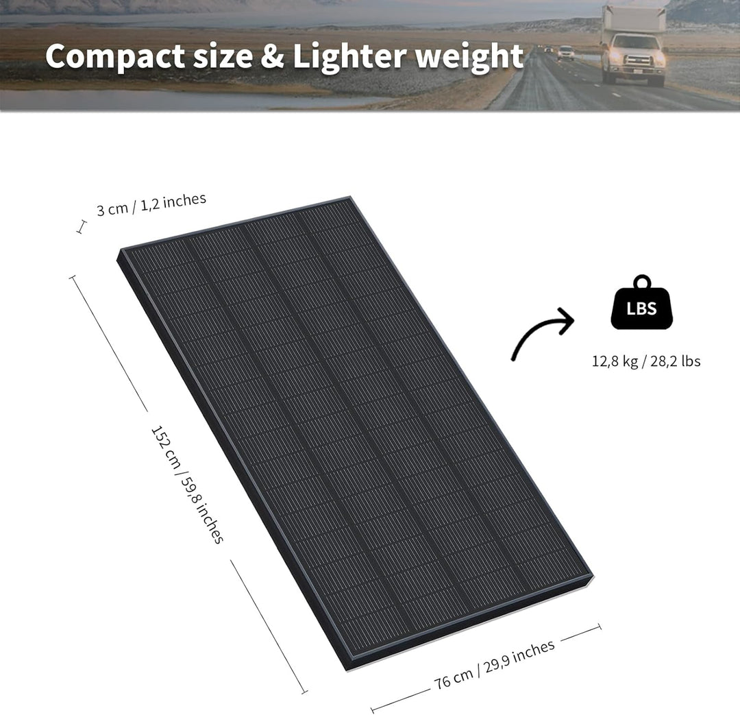240 W Monokristallines Solarpanel Schwarz für Balkon, Garten, Wohnmobil, Boot, Anhänger 240W, 240W